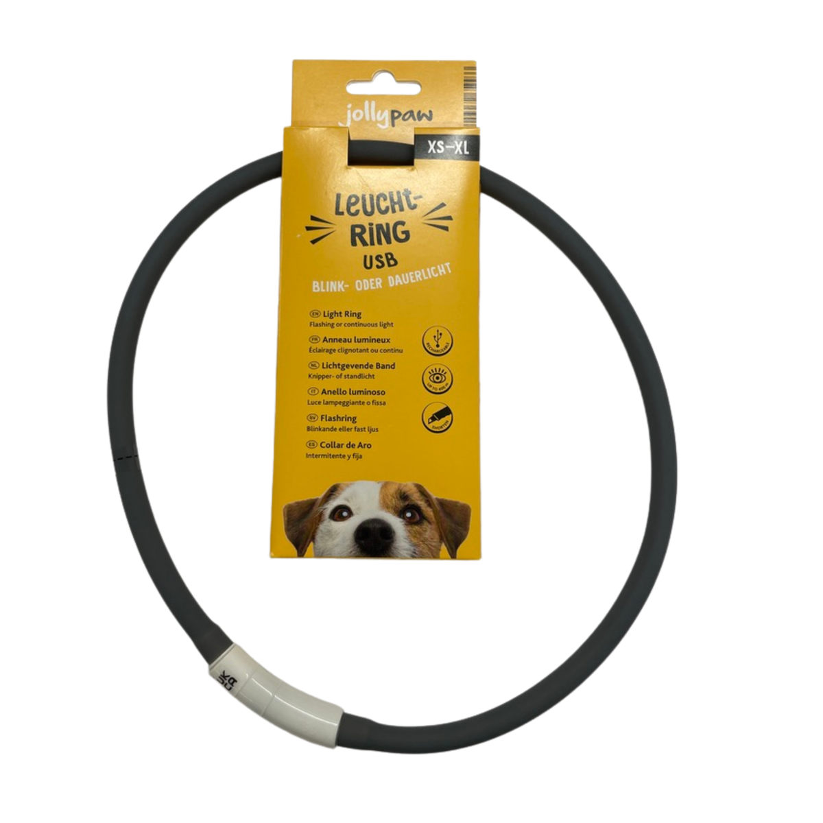 Jollypaw USB Lysring til hund – Grafitt